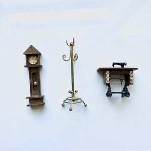 Vintage Miniature Doll House Set - Brown and Gold